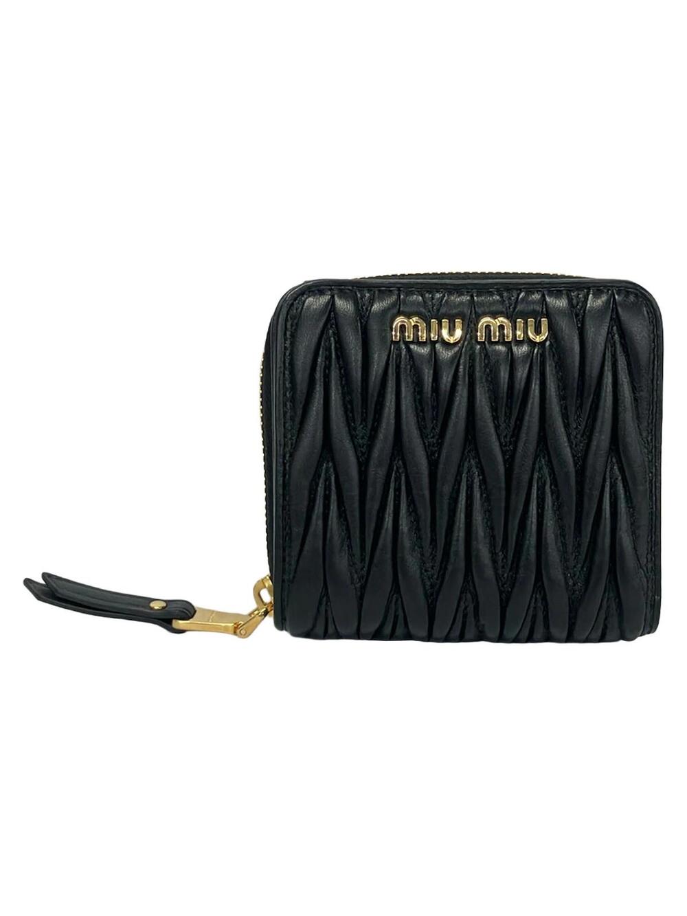 Miumiu Matelasse Black Leather Bifold #364275M65B